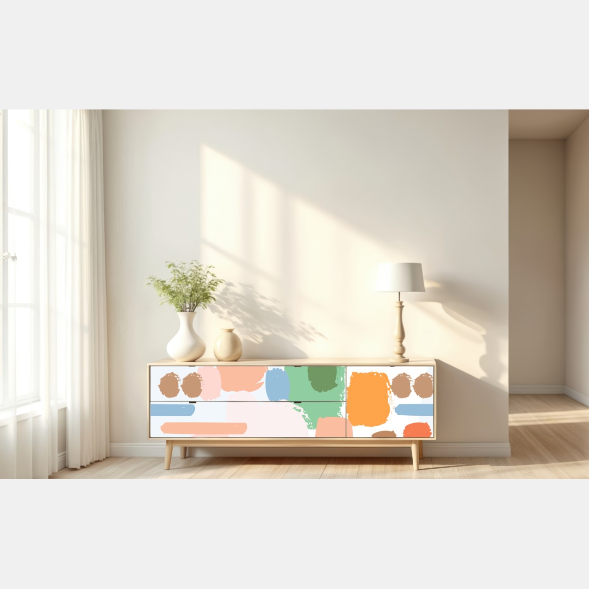 Naklejka repozycjonowalna pastelowy wzór pociągnięć pędzla – Wallissimo® Naklejka repozycjonowalna pastelowy wzór pociągnięć pędzla – Wallissimo®