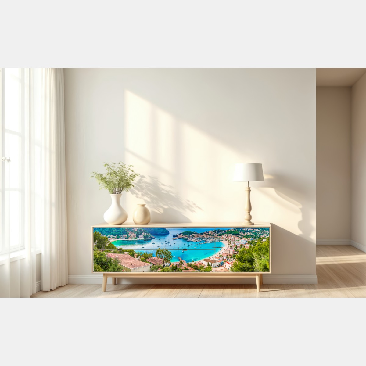 Naklejka repozycjonowalna słoneczna panorama Port de Soller – Wallissimo® Naklejka repozycjonowalna słoneczna panorama Port de Soller – Wallissimo®