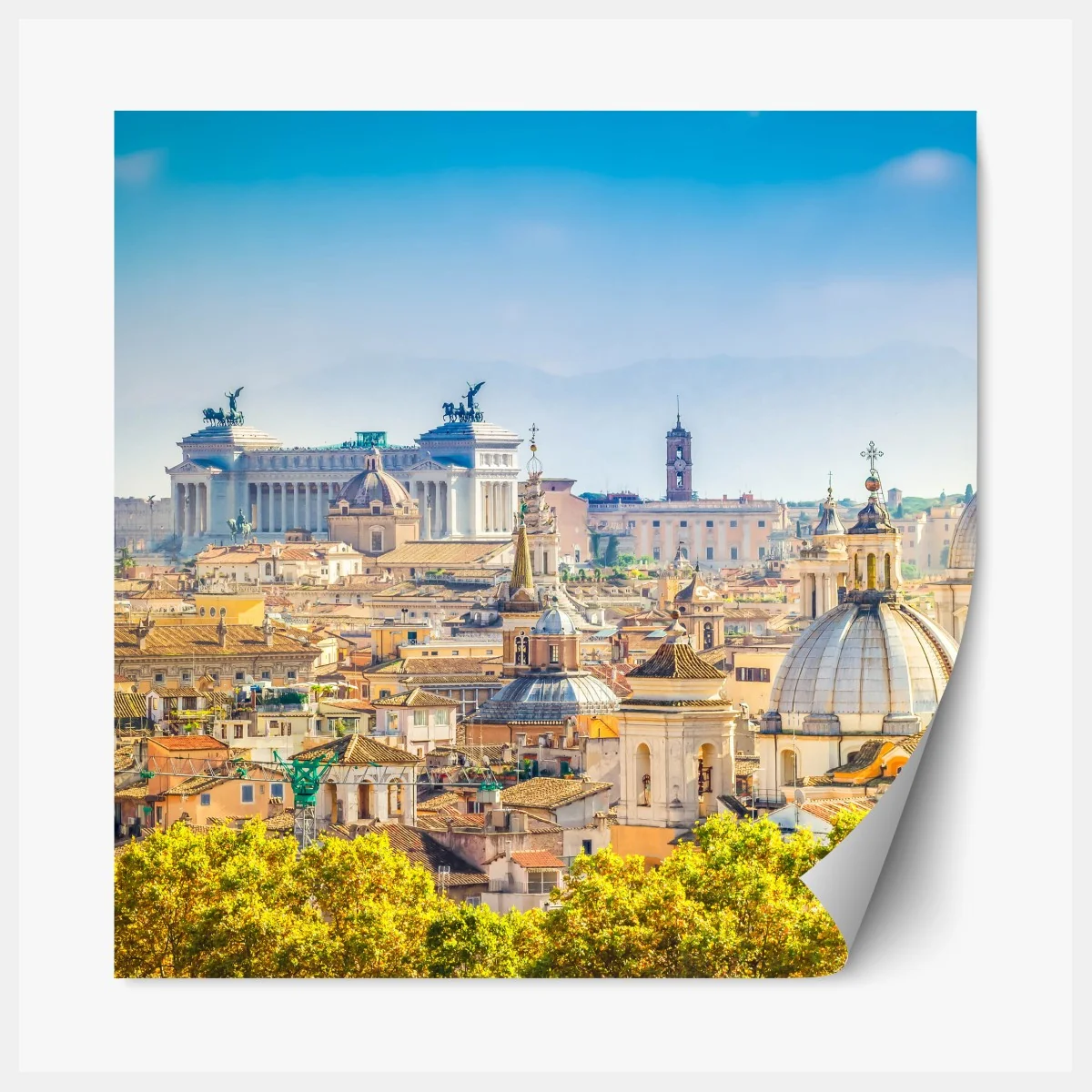 Naklejka repozycjonowalna słoneczny widok na Rzym z kopułami – Wallissimo® Naklejka repozycjonowalna słoneczny widok na Rzym z kopułami – Wallissimo®