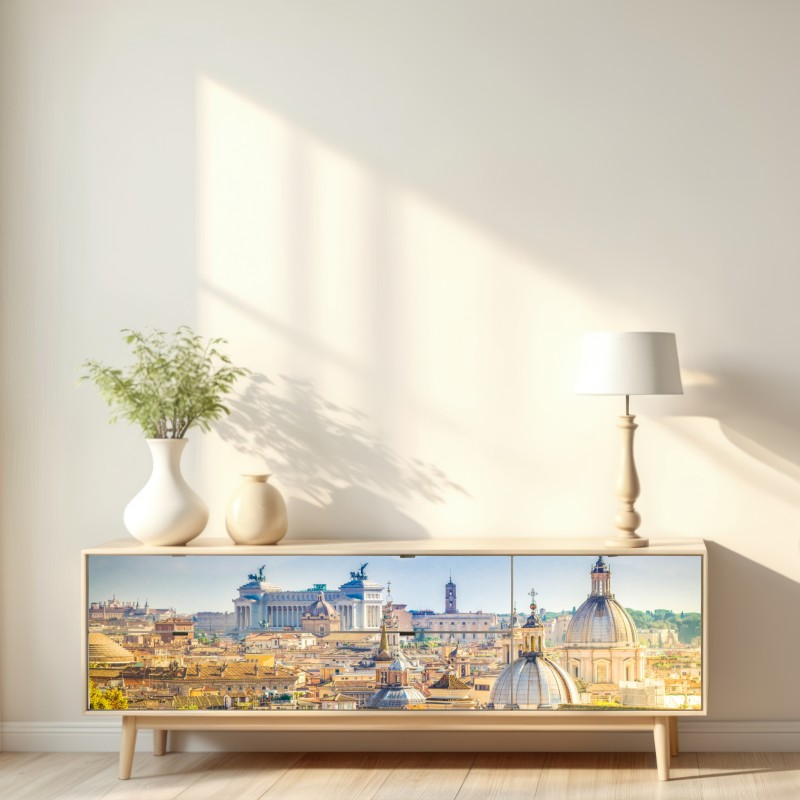Naklejka repozycjonowalna słoneczny widok na Rzym z kopułami – Wallissimo® Naklejka repozycjonowalna słoneczny widok na Rzym z kopułami – Wallissimo®