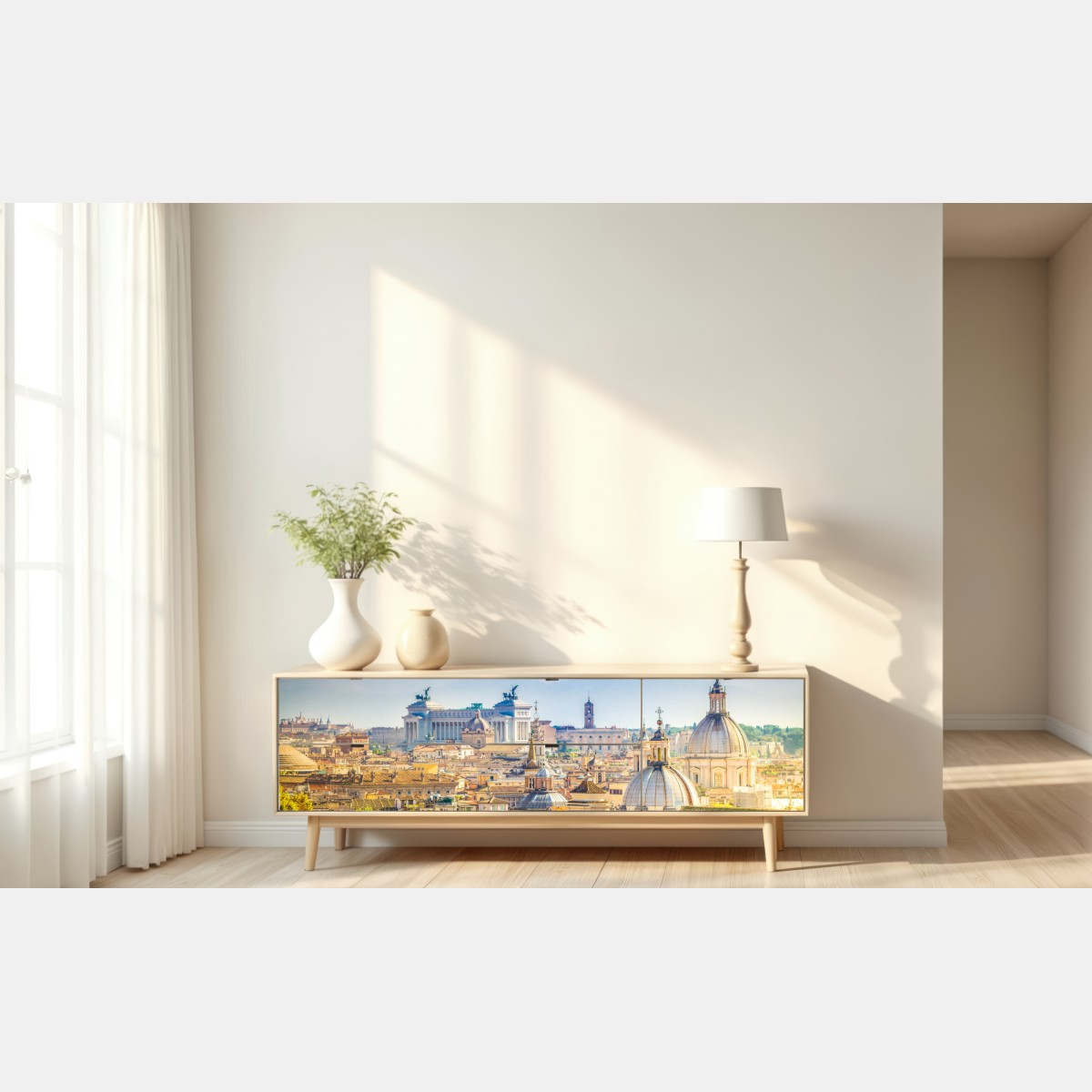 Naklejka repozycjonowalna słoneczny widok na Rzym z kopułami – Wallissimo® Naklejka repozycjonowalna słoneczny widok na Rzym z kopułami – Wallissimo®