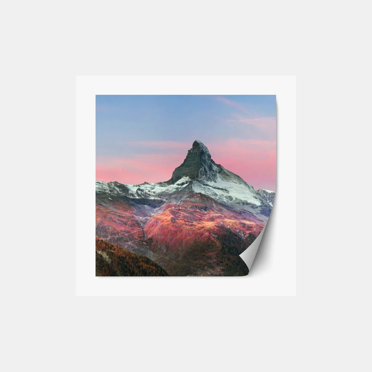 Naklejka repozycjonowalna jesienna panorama Matterhornu przy zachodzie słońca – Wallissimo® Naklejka repozycjonowalna jesienna panorama Matterhornu przy zachodzie słońca – Wallissimo®