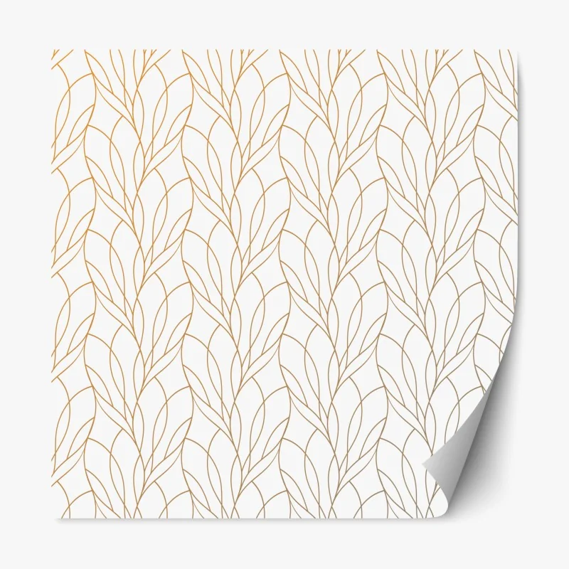 Naklejka repozycjonowalna złoty wzór liści na białym tle