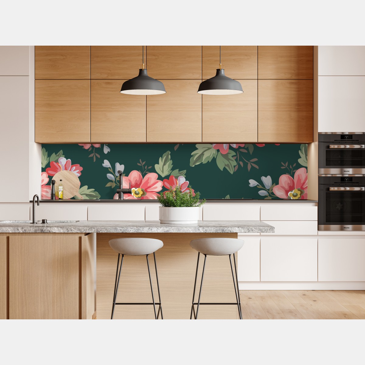 Naklejka repozycjonowalna vintage różowy wzór kwiatowy na głębokiej zieleni – Wallissimo® Naklejka repozycjonowalna vintage różowy wzór kwiatowy na głębokiej zieleni – Wallissimo®