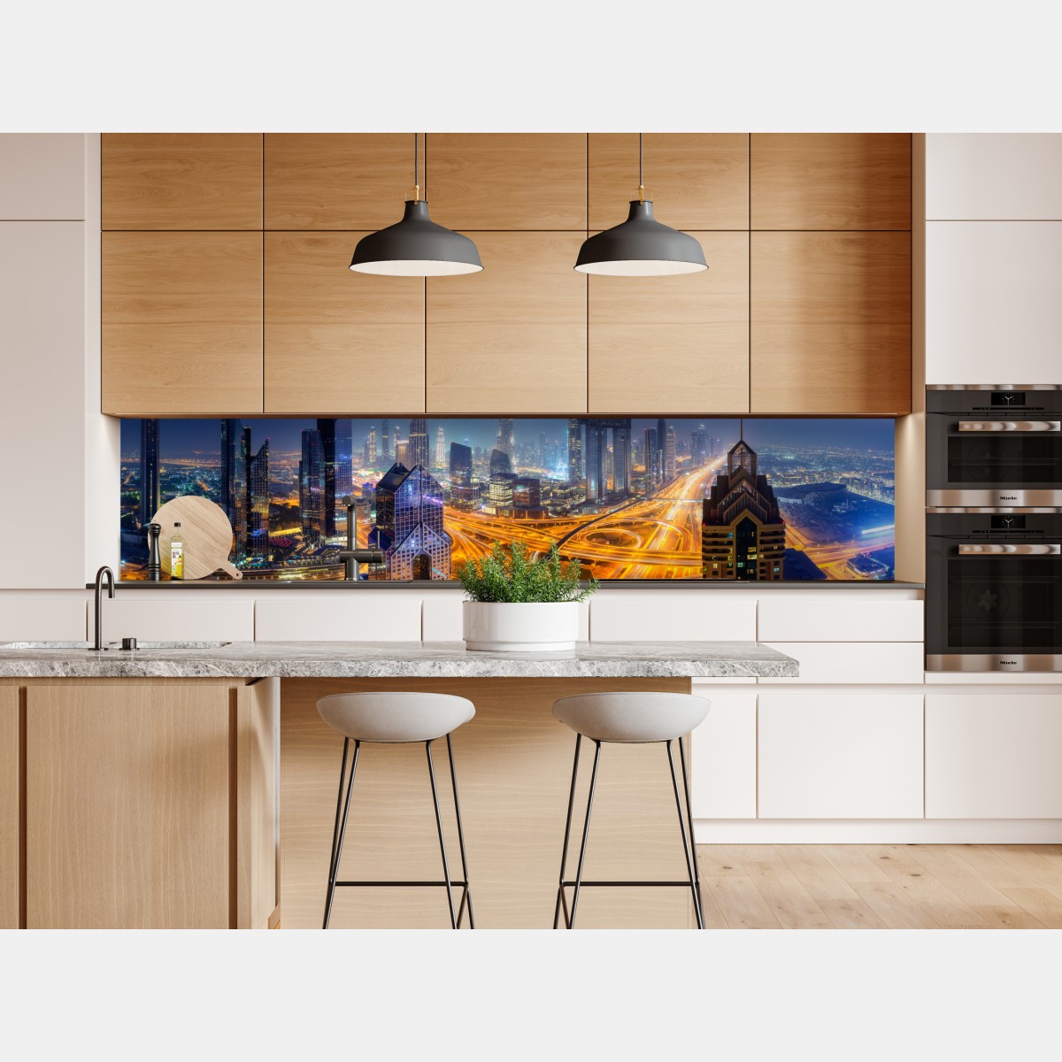 Naklejka repozycjonowalna panorama nocnego Dubaju – Wallissimo® Naklejka repozycjonowalna panorama nocnego Dubaju – Wallissimo®