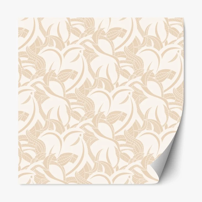Naklejka repozycjonowalna beżowy liściasty wzór botaniczny