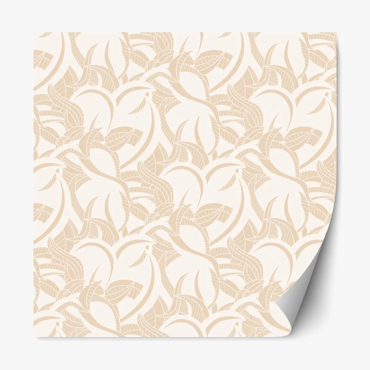 Naklejka repozycjonowalna beżowy liściasty wzór botaniczny – Wallissimo® Naklejka repozycjonowalna beżowy liściasty wzór botaniczny – Wallissimo®