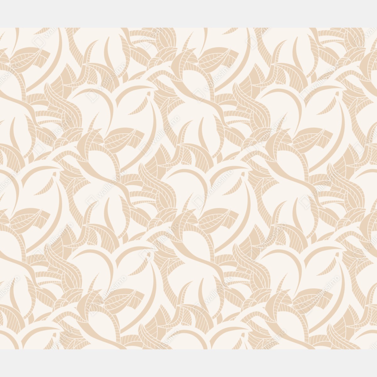Naklejka repozycjonowalna beżowy liściasty wzór botaniczny – Wallissimo® Naklejka repozycjonowalna beżowy liściasty wzór botaniczny – Wallissimo®