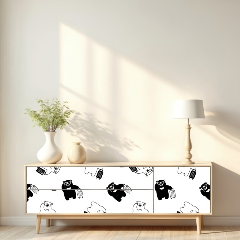 Naklejka repozycjonowalna wzór wędrujących misiów – Wallissimo® Naklejka repozycjonowalna wzór wędrujących misiów – Wallissimo®