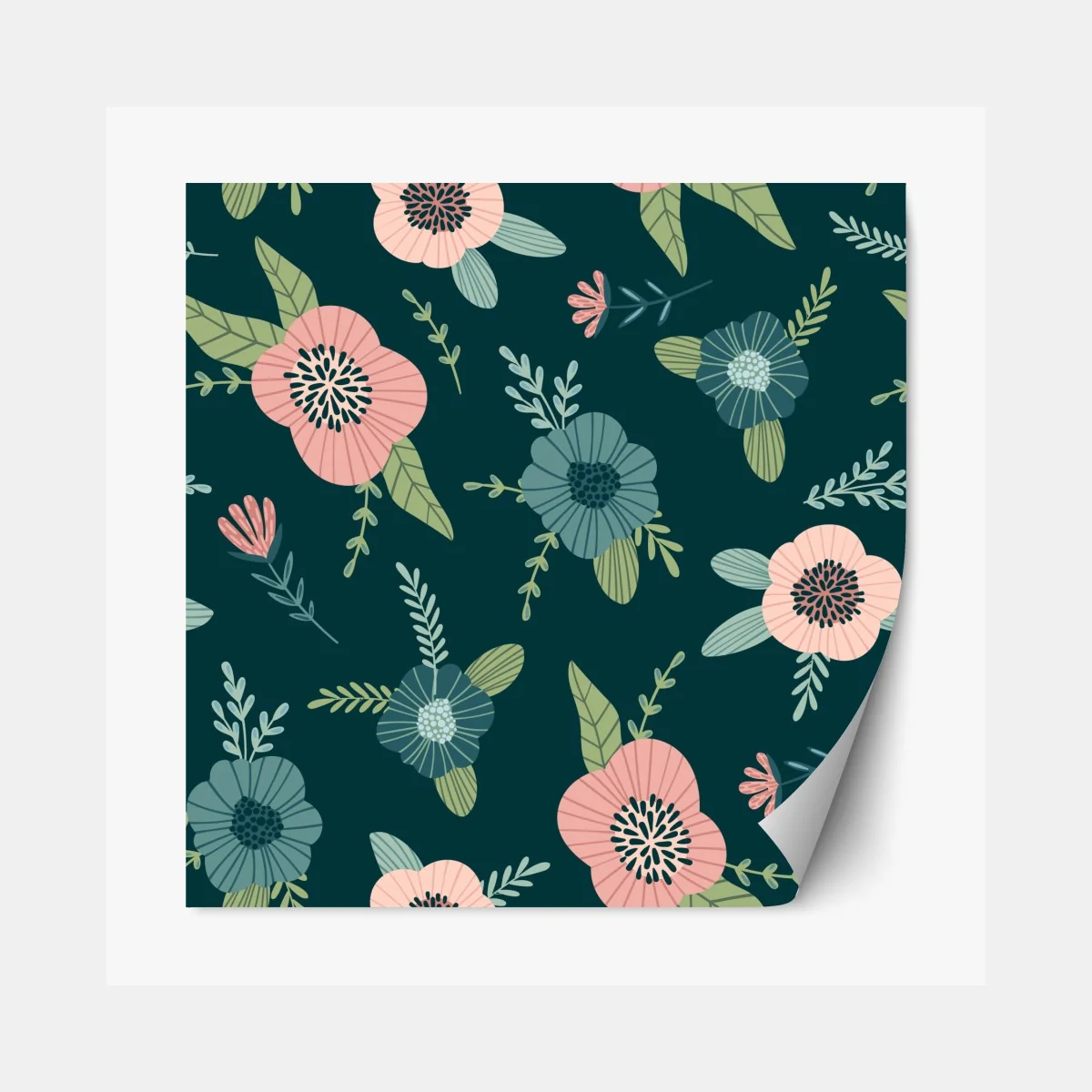 Naklejka repozycjonowalna pastelowy botaniczny wzór kwiatowy – Wallissimo® Naklejka repozycjonowalna pastelowy botaniczny wzór kwiatowy – Wallissimo®