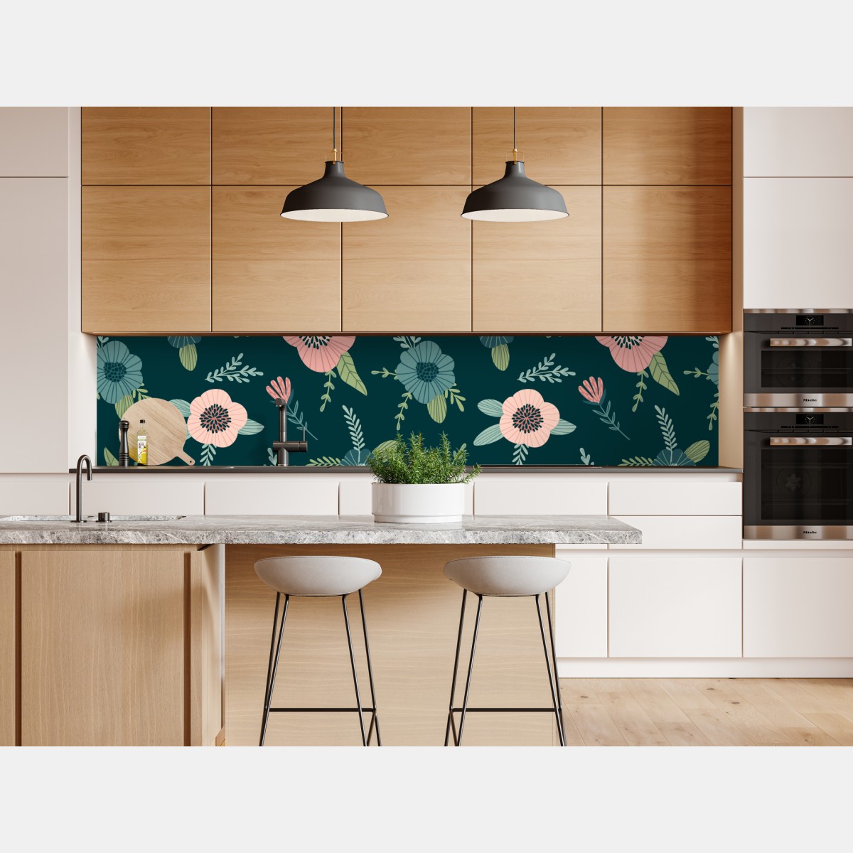 Naklejka repozycjonowalna pastelowy botaniczny wzór kwiatowy – Wallissimo® Naklejka repozycjonowalna pastelowy botaniczny wzór kwiatowy – Wallissimo®