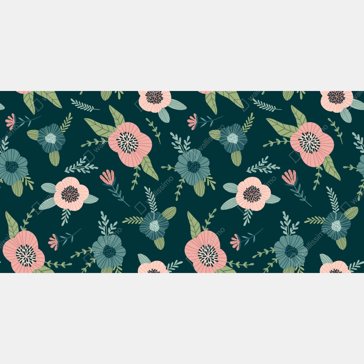Naklejka repozycjonowalna pastelowy botaniczny wzór kwiatowy – Wallissimo® Naklejka repozycjonowalna pastelowy botaniczny wzór kwiatowy – Wallissimo®