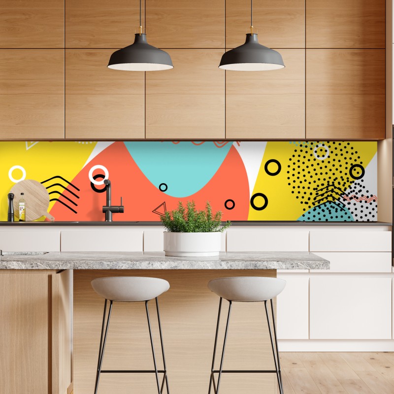 Naklejka repozycjonowalna radosny geometryczny wzór – Wallissimo® Naklejka repozycjonowalna radosny geometryczny wzór – Wallissimo®