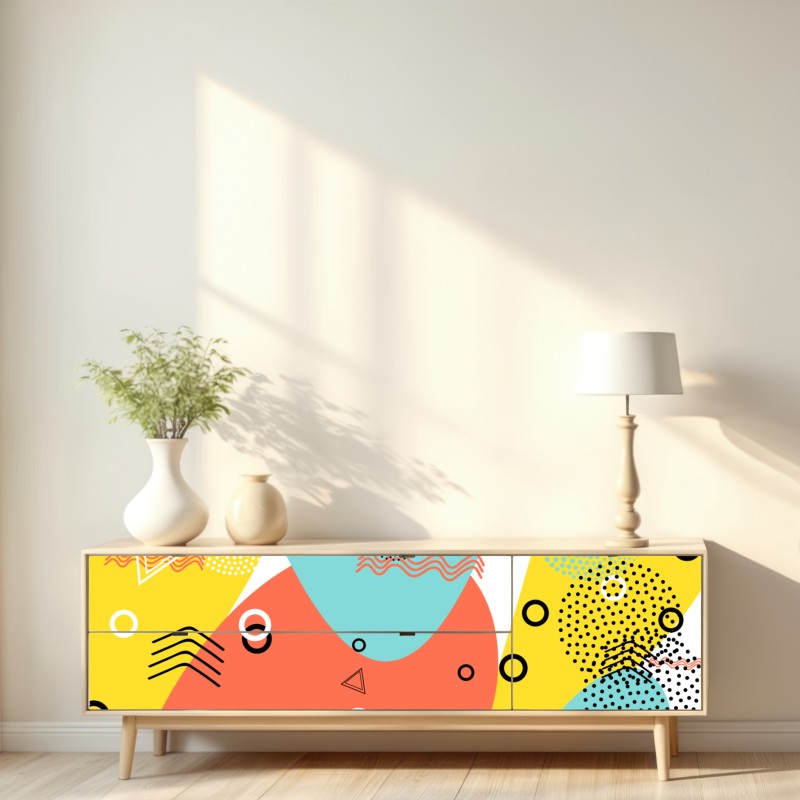 Naklejka repozycjonowalna radosny geometryczny wzór – Wallissimo® Naklejka repozycjonowalna radosny geometryczny wzór – Wallissimo®