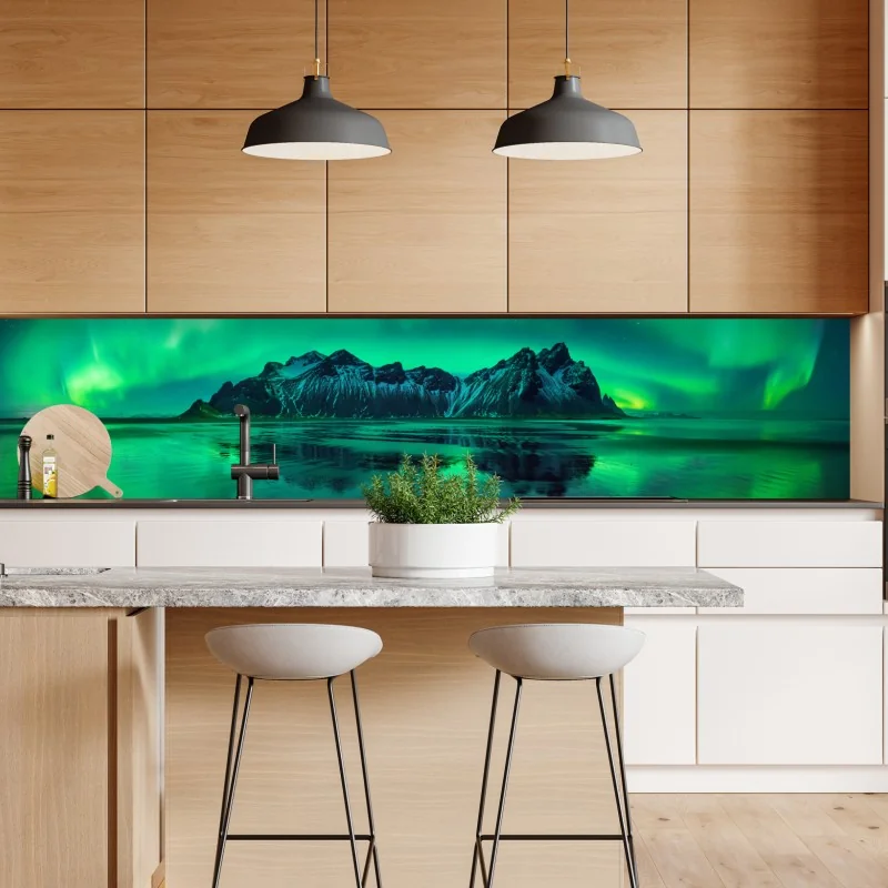 Naklejka repozycjonowalna zorza nad Vestrahornem, Stokksnes – Wallissimo® Naklejka repozycjonowalna zorza nad Vestrahornem, Stokksnes – Wallissimo®