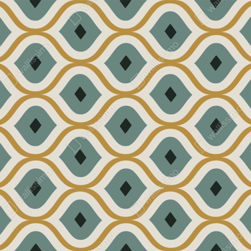 Naklejka repozycjonowalna niebiesko-złoty geometryczny ornament – Wallissimo® Naklejka repozycjonowalna niebiesko-złoty geometryczny ornament – Wallissimo®