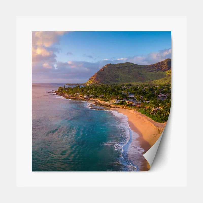 Naklejka repozycjonowalna żywy wzór hibiskusa w stylu retro – Wallissimo®