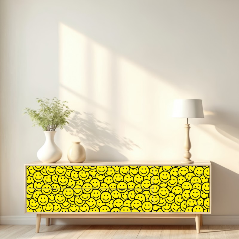 Naklejka repozycjonowalna wzór z uśmiechniętymi buźkami – Wallissimo® Naklejka repozycjonowalna wzór z uśmiechniętymi buźkami – Wallissimo®