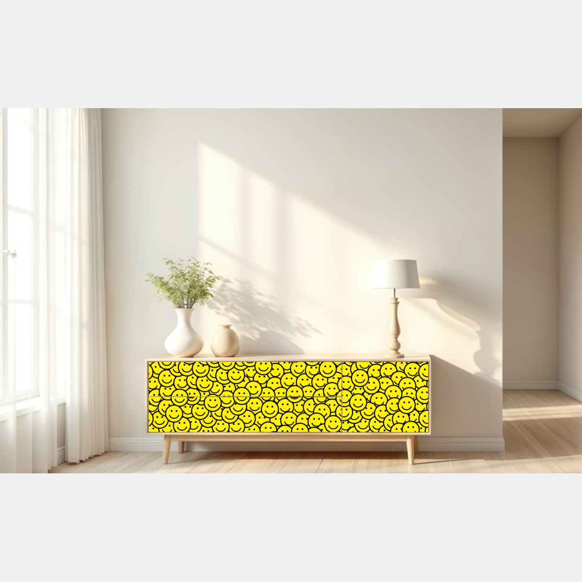 Naklejka repozycjonowalna wzór z uśmiechniętymi buźkami – Wallissimo® Naklejka repozycjonowalna wzór z uśmiechniętymi buźkami – Wallissimo®