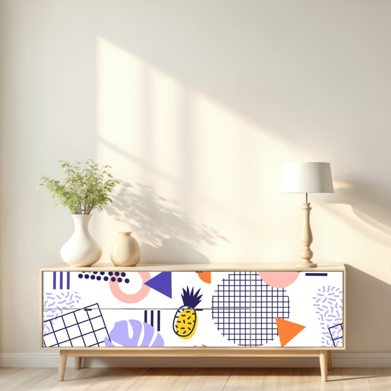 Naklejka repozycjonowalna zabawny tropikalny wzór geometryczny – Wallissimo® Naklejka repozycjonowalna zabawny tropikalny wzór geometryczny – Wallissimo®