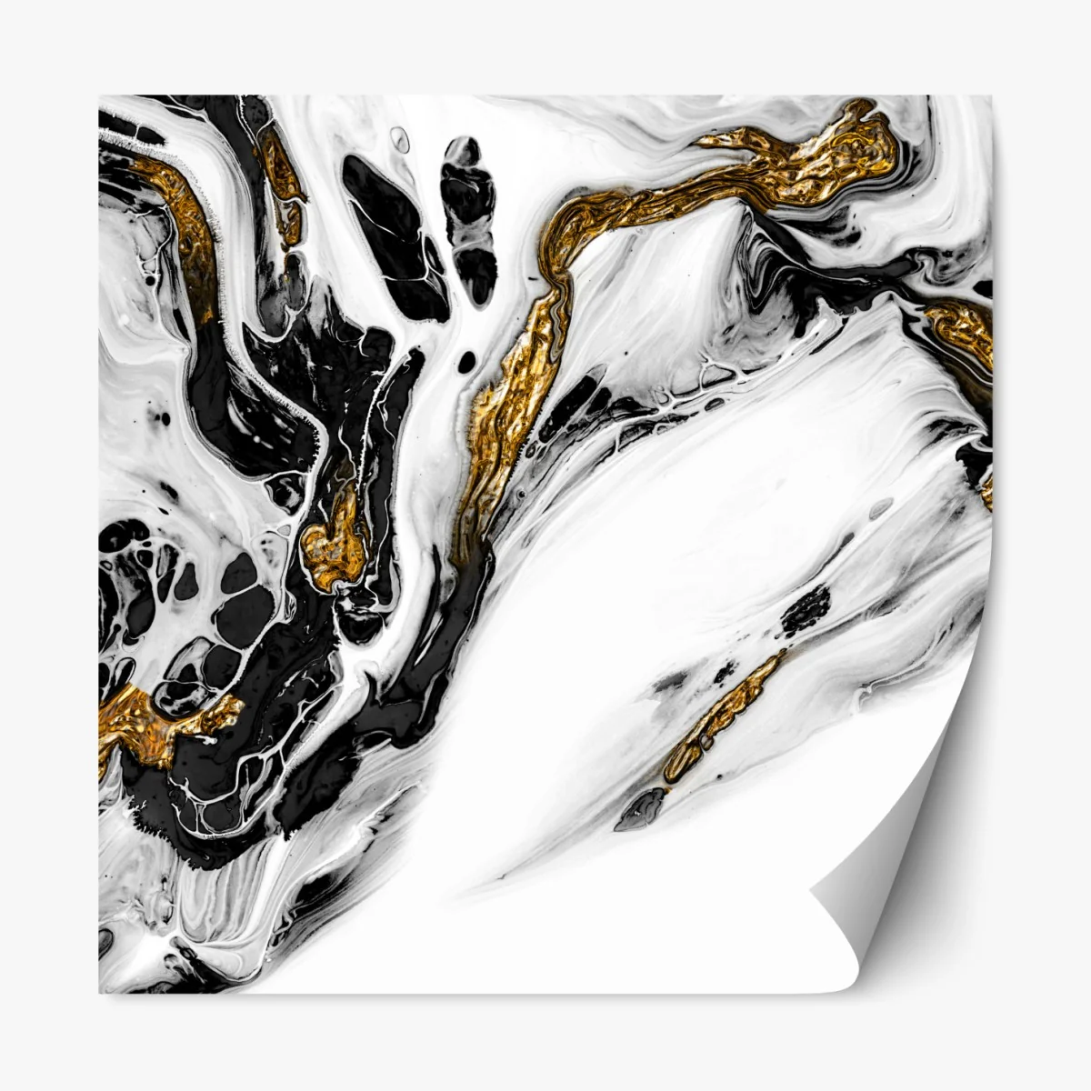 Naklejka repozycjonowalna czarno-biała abstrakcja ze złotymi żyłami – Wallissimo® Naklejka repozycjonowalna czarno-biała abstrakcja ze złotymi żyłami – Wallissimo®