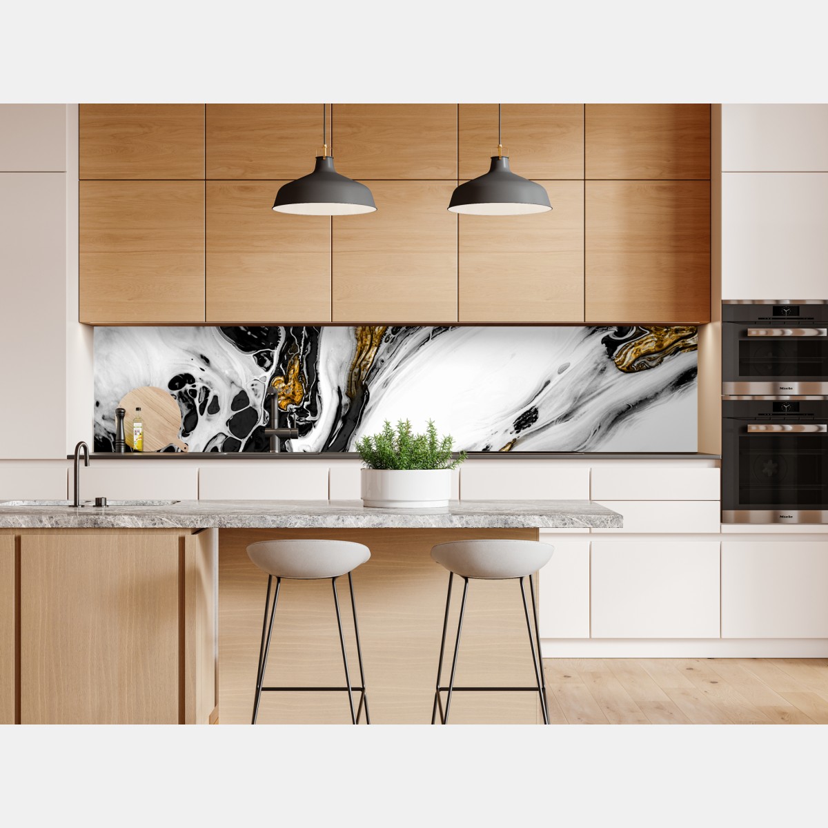 Naklejka repozycjonowalna czarno-biała abstrakcja ze złotymi żyłami – Wallissimo® Naklejka repozycjonowalna czarno-biała abstrakcja ze złotymi żyłami – Wallissimo®