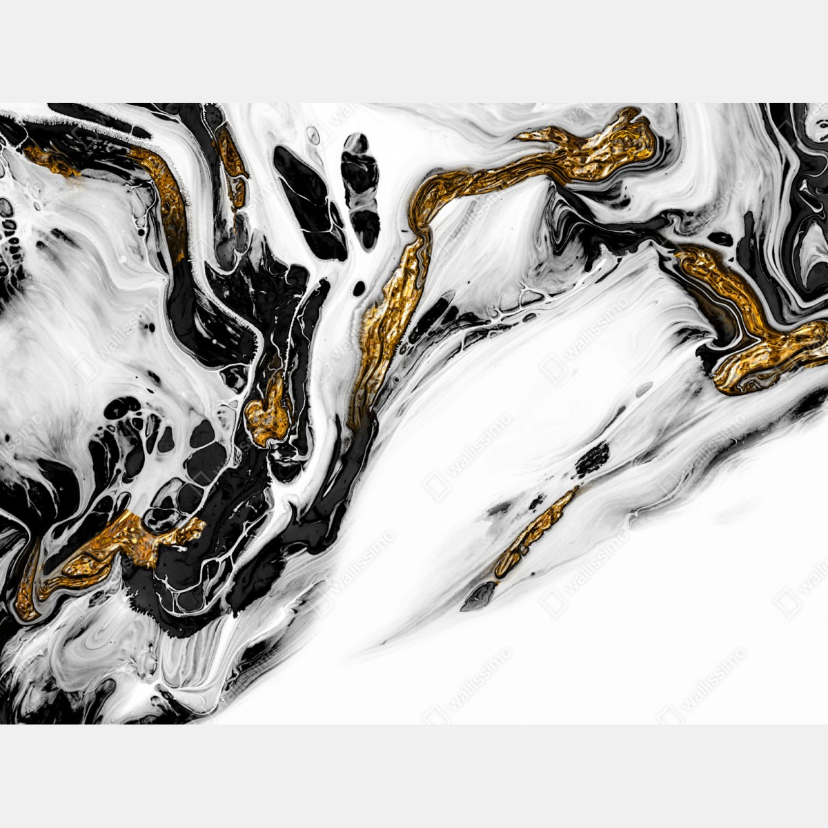Naklejka repozycjonowalna czarno-biała abstrakcja ze złotymi żyłami – Wallissimo® Naklejka repozycjonowalna czarno-biała abstrakcja ze złotymi żyłami – Wallissimo®