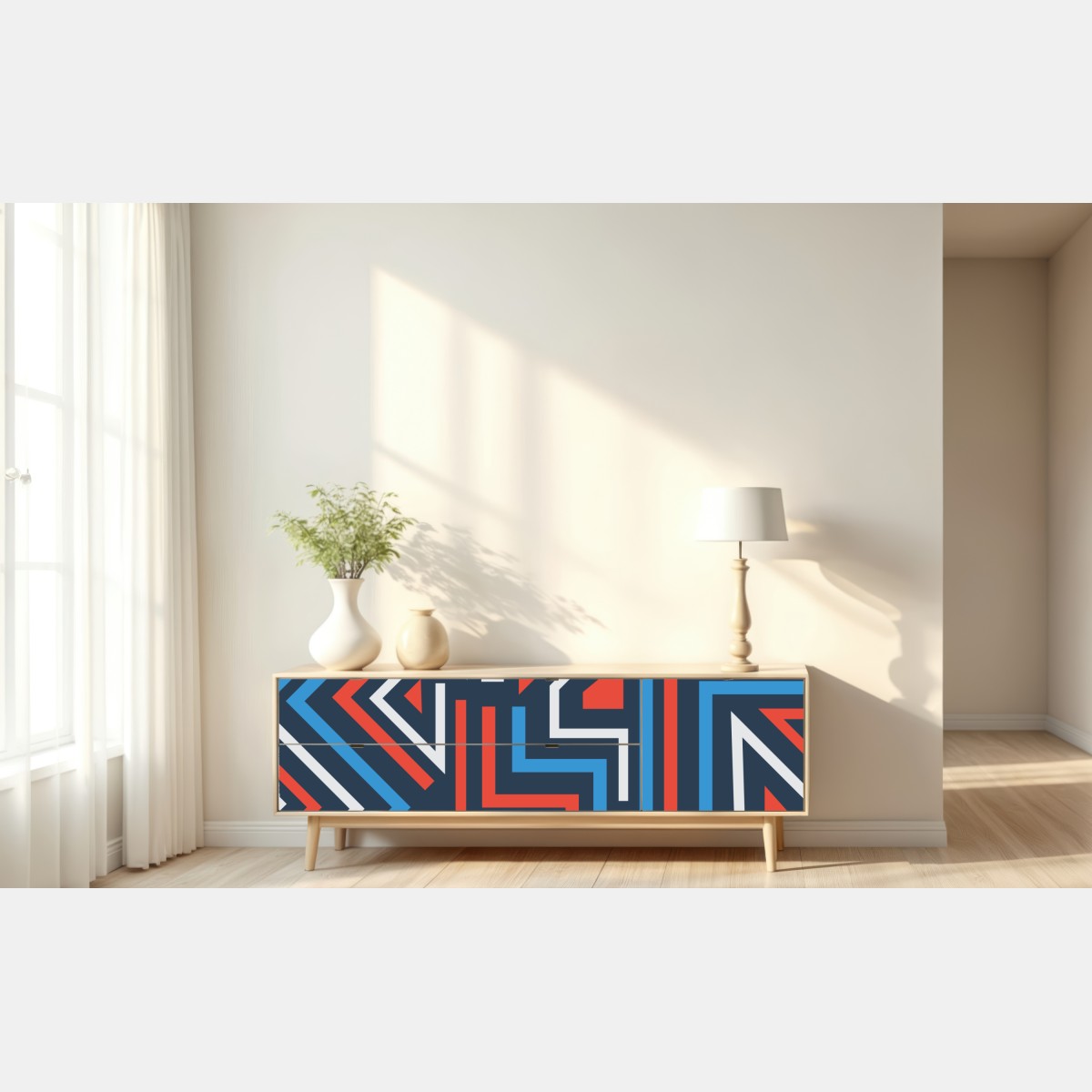 Naklejka repozycjonowalna odważne geometryczne linie – Wallissimo® Naklejka repozycjonowalna odważne geometryczne linie – Wallissimo®