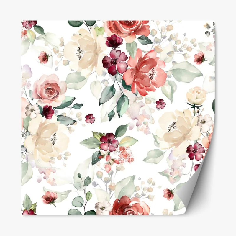 Naklejka repozycjonowalna delikatny akwarelowy wzór róż