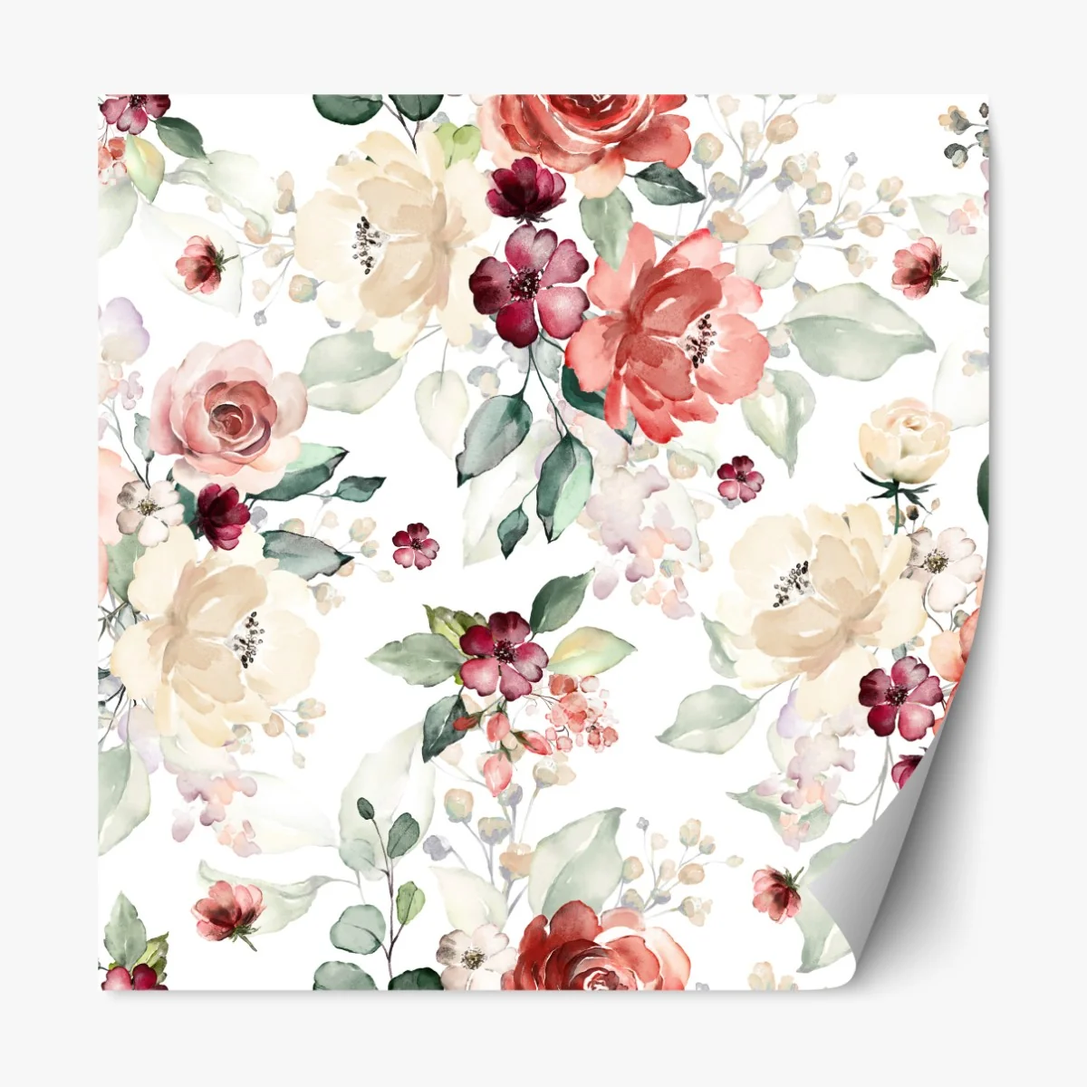 Naklejka repozycjonowalna delikatny akwarelowy wzór róż – Wallissimo® Naklejka repozycjonowalna delikatny akwarelowy wzór róż – Wallissimo®