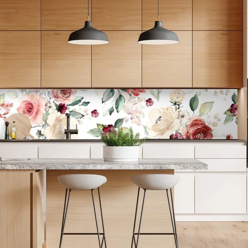 Naklejka repozycjonowalna tropikalne liście i cytrusowa ilustracja – Wallissimo®