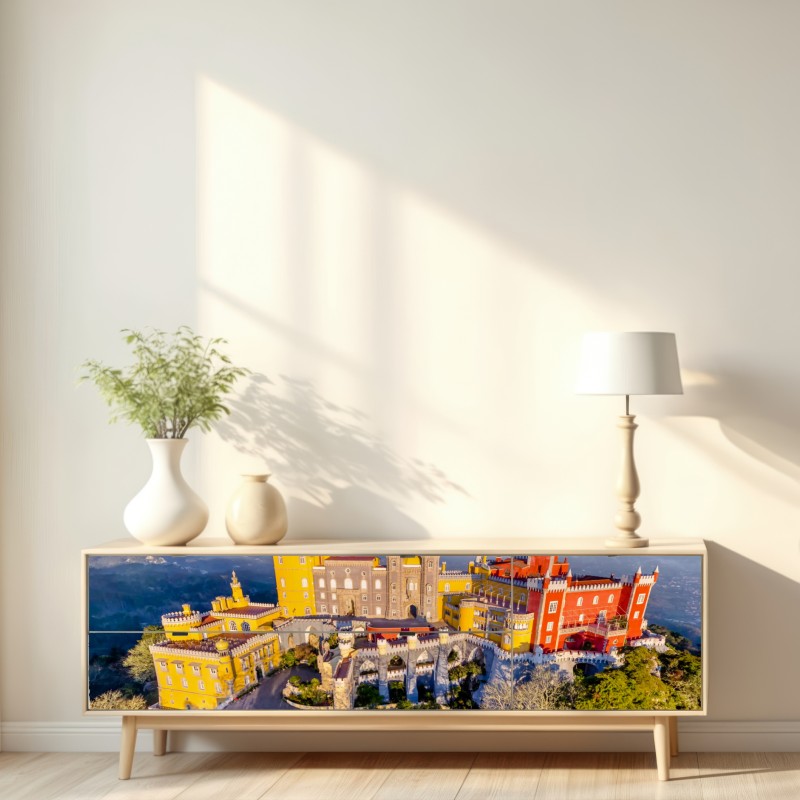 Naklejka repozycjonowalna kolorowy pałac Pena w Sintrze – Wallissimo® Naklejka repozycjonowalna kolorowy pałac Pena w Sintrze – Wallissimo®