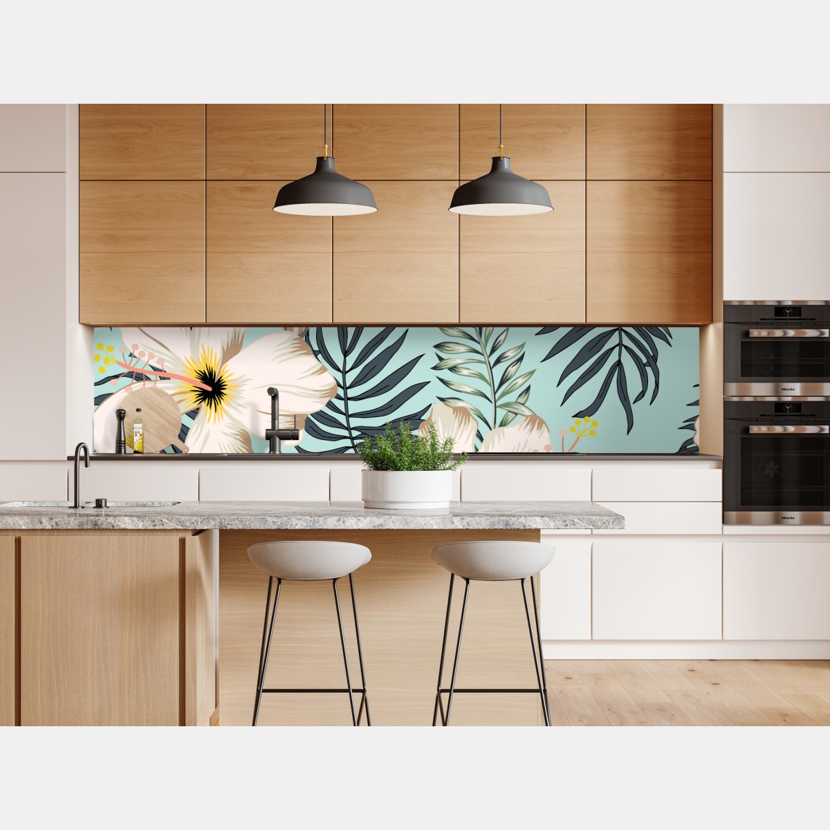 Naklejka repozycjonowalna tropikalny wzór z tukanem i kwiatami – Wallissimo® Naklejka repozycjonowalna tropikalny wzór z tukanem i kwiatami – Wallissimo®