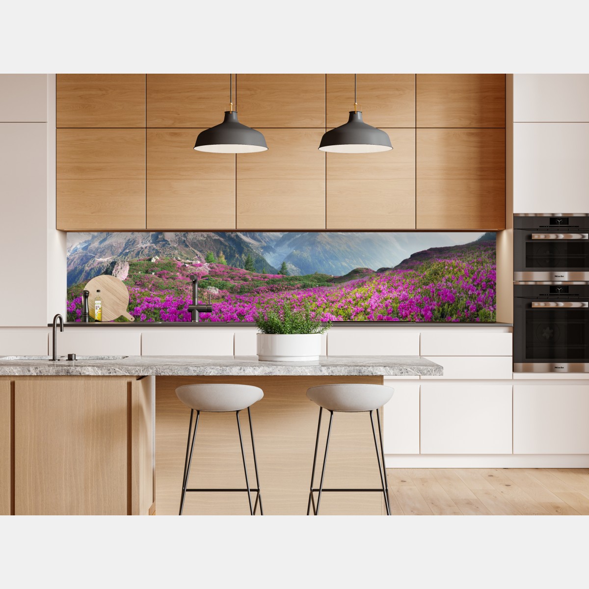 Naklejka repozycjonowalna alpejska łąka różaneczników przy Mont Blanc – Wallissimo® Naklejka repozycjonowalna alpejska łąka różaneczników przy Mont Blanc – Wallissimo®