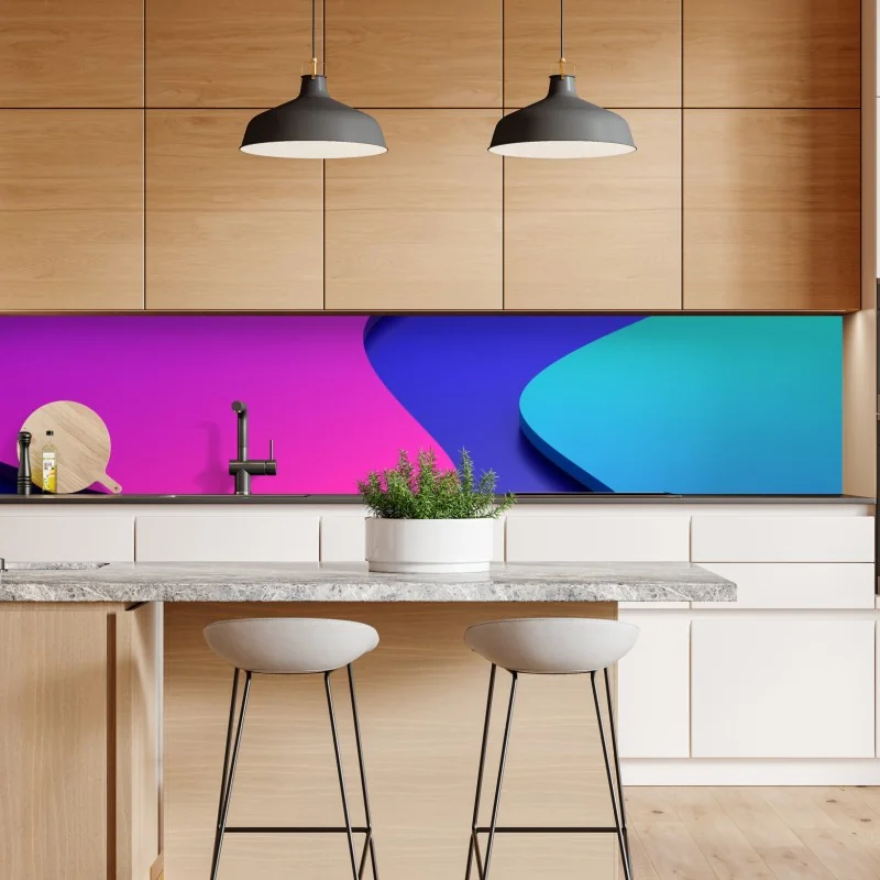 Naklejka repozycjonowalna wibrujące fioletowo-niebieskie abstrakcyjne kształty 3d – Wallissimo® Naklejka repozycjonowalna wibrujące fioletowo-niebieskie abstrakcyjne kształty 3d – Wallissimo®