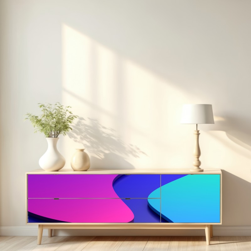Naklejka repozycjonowalna wibrujące fioletowo-niebieskie abstrakcyjne kształty 3d – Wallissimo® Naklejka repozycjonowalna wibrujące fioletowo-niebieskie abstrakcyjne kształty 3d – Wallissimo®