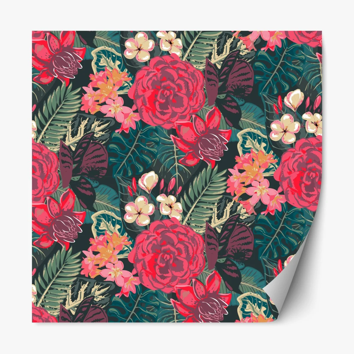 Naklejka repozycjonowalna tropikalny wzór kwiatowy w różu i turkusie – Wallissimo® Naklejka repozycjonowalna tropikalny wzór kwiatowy w różu i turkusie – Wallissimo®