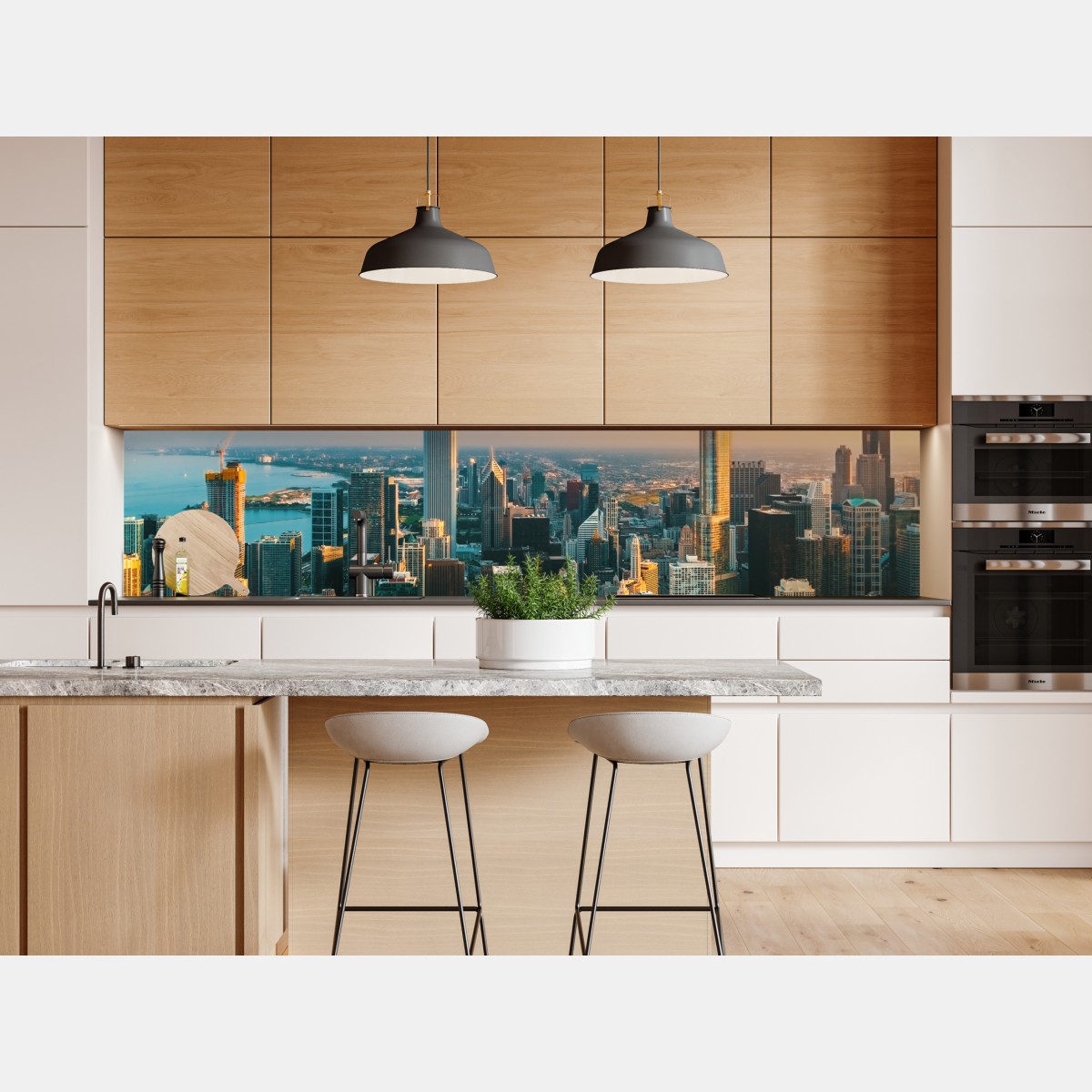 Naklejka repozycjonowalna Chicago panorama miasta o zachodzie słońca – Wallissimo® Naklejka repozycjonowalna Chicago panorama miasta o zachodzie słońca – Wallissimo®