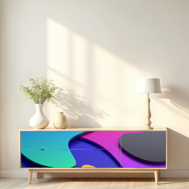 Naklejka repozycjonowalna żywe abstrakcyjne krzywe 3d – Wallissimo® Naklejka repozycjonowalna żywe abstrakcyjne krzywe 3d – Wallissimo®