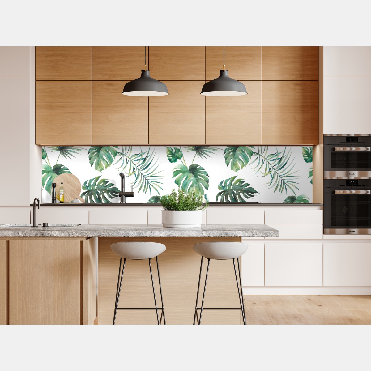 Naklejka repozycjonowalna akwarelowy wzór tropikalnych liści – Wallissimo® Naklejka repozycjonowalna akwarelowy wzór tropikalnych liści – Wallissimo®