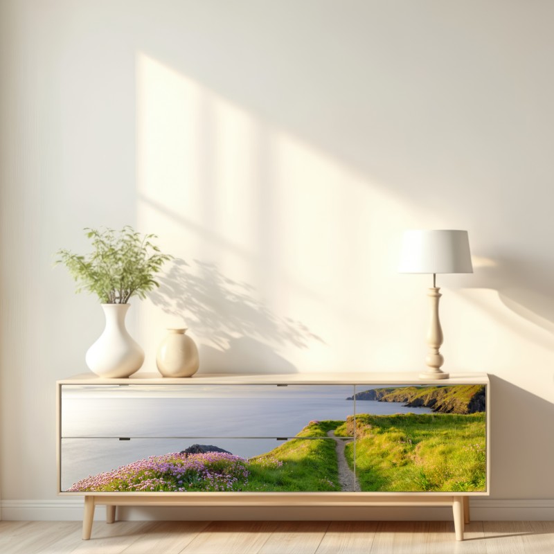 Naklejka repozycjonowalna zatoka Ceibwr ścieżka nadmorska o zmierzchu – Wallissimo® Naklejka repozycjonowalna zatoka Ceibwr ścieżka nadmorska o zmierzchu – Wallissimo®