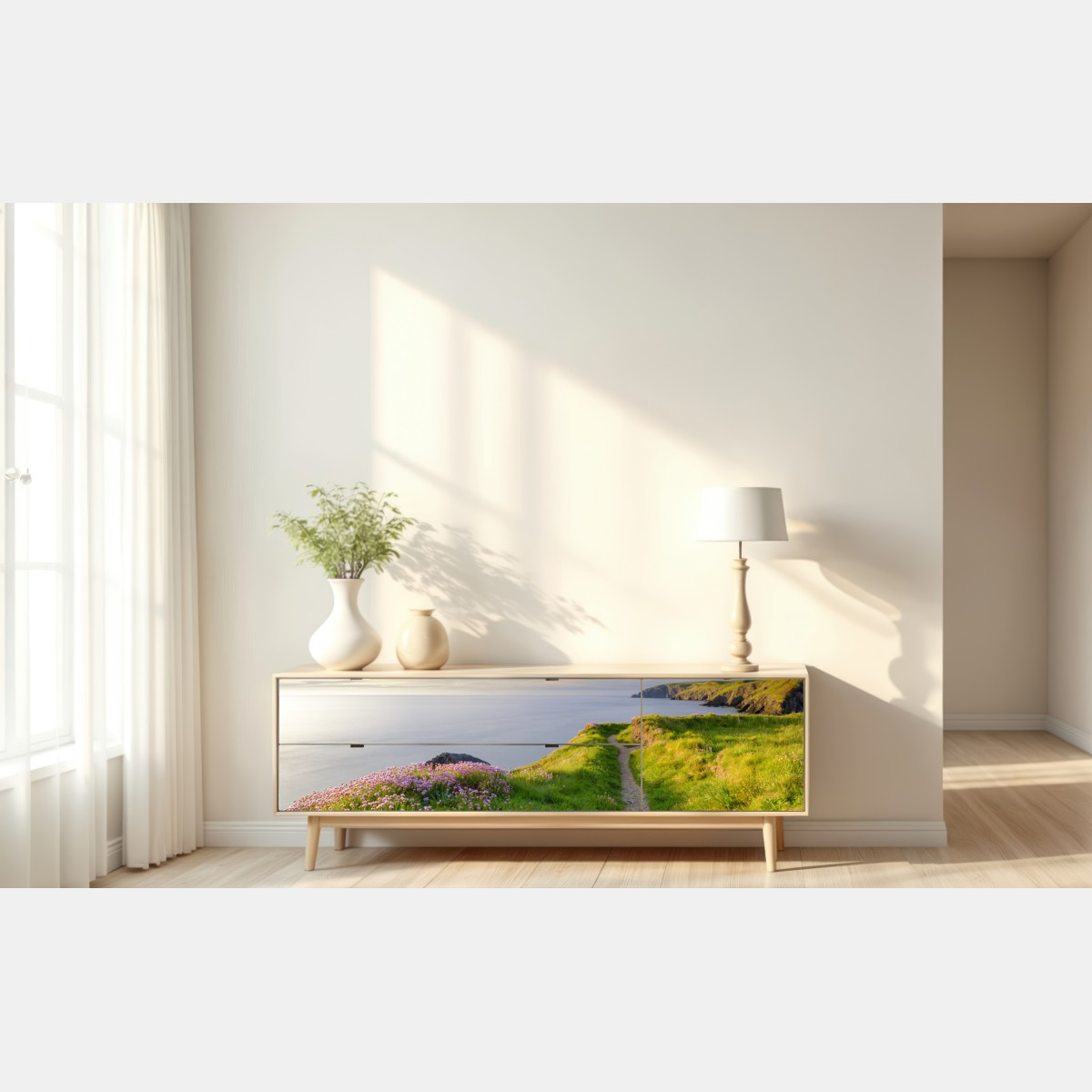 Naklejka repozycjonowalna zatoka Ceibwr ścieżka nadmorska o zmierzchu – Wallissimo® Naklejka repozycjonowalna zatoka Ceibwr ścieżka nadmorska o zmierzchu – Wallissimo®