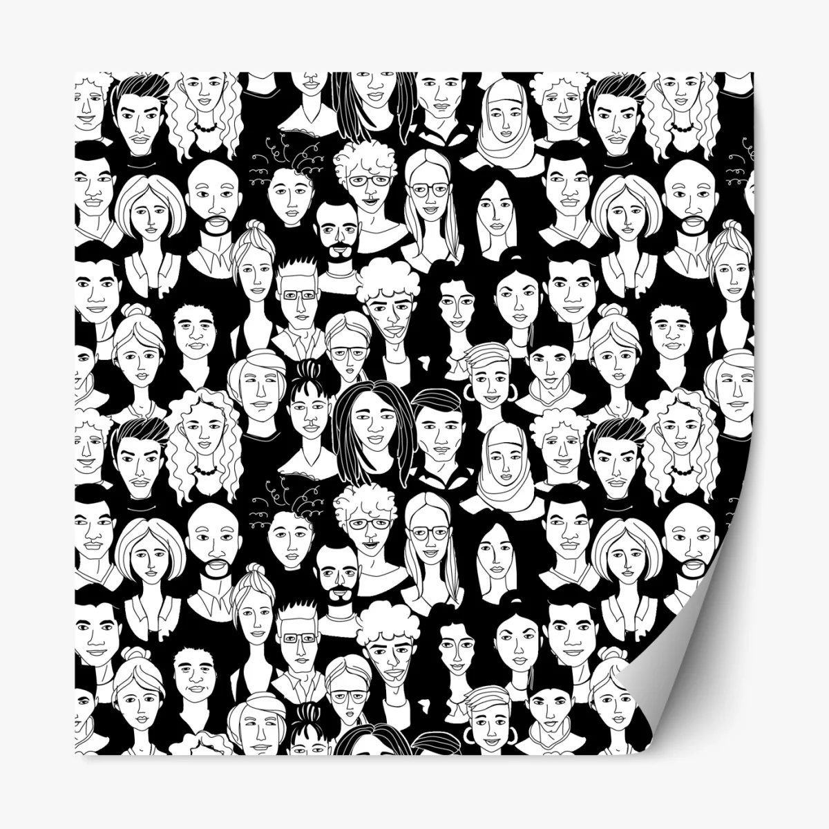 Naklejka repozycjonowalna wzór z różnorodnymi twarzami – Wallissimo® Naklejka repozycjonowalna wzór z różnorodnymi twarzami – Wallissimo®
