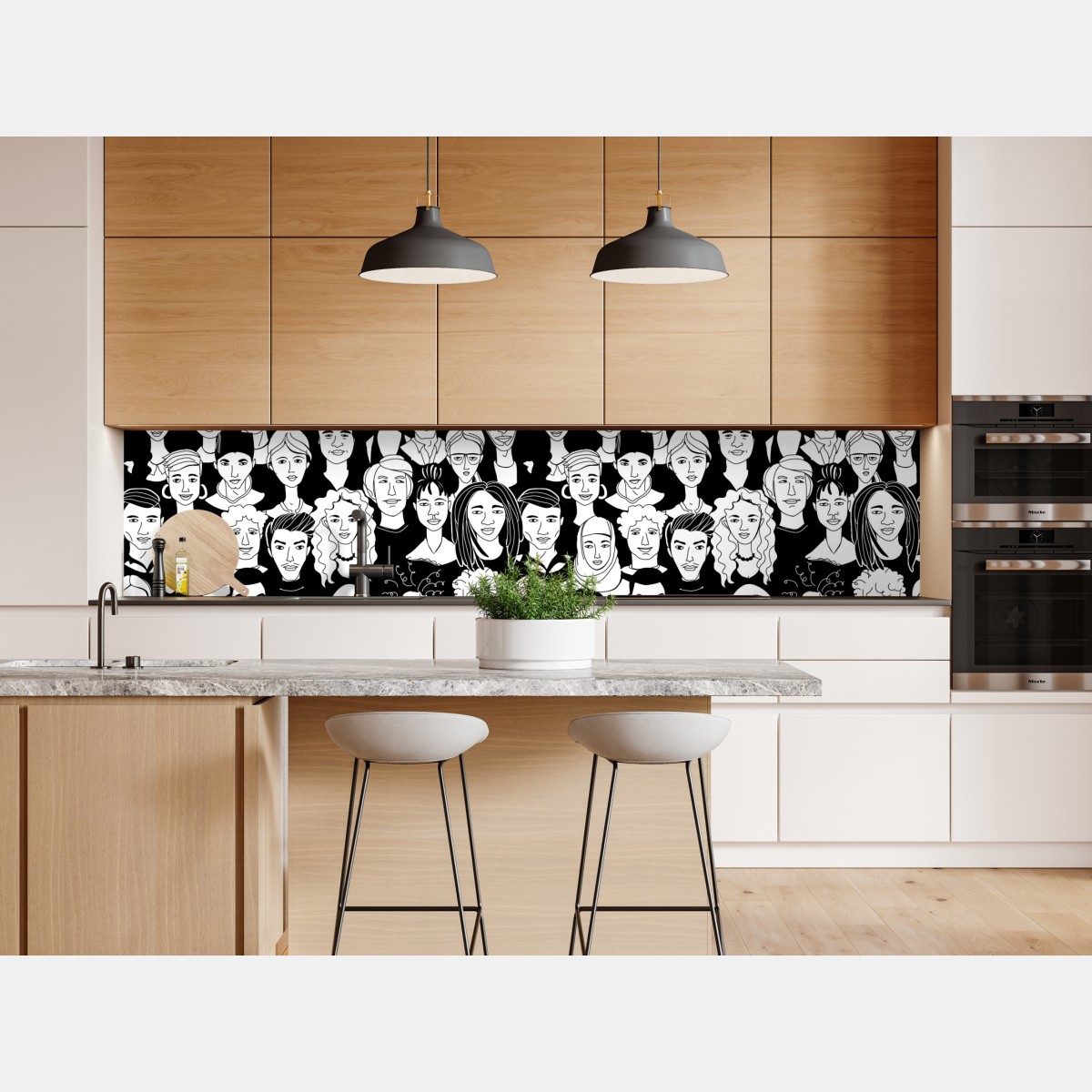 Naklejka repozycjonowalna wzór z różnorodnymi twarzami – Wallissimo® Naklejka repozycjonowalna wzór z różnorodnymi twarzami – Wallissimo®