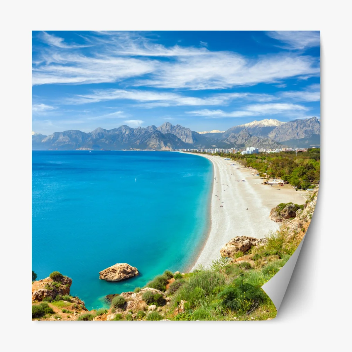Naklejka repozycjonowalna spokojna plaża Konyaalti, Antalya – Wallissimo® Naklejka repozycjonowalna spokojna plaża Konyaalti, Antalya – Wallissimo®