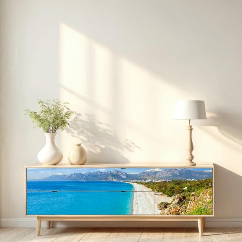 Naklejka repozycjonowalna spokojna plaża Konyaalti, Antalya – Wallissimo® Naklejka repozycjonowalna spokojna plaża Konyaalti, Antalya – Wallissimo®