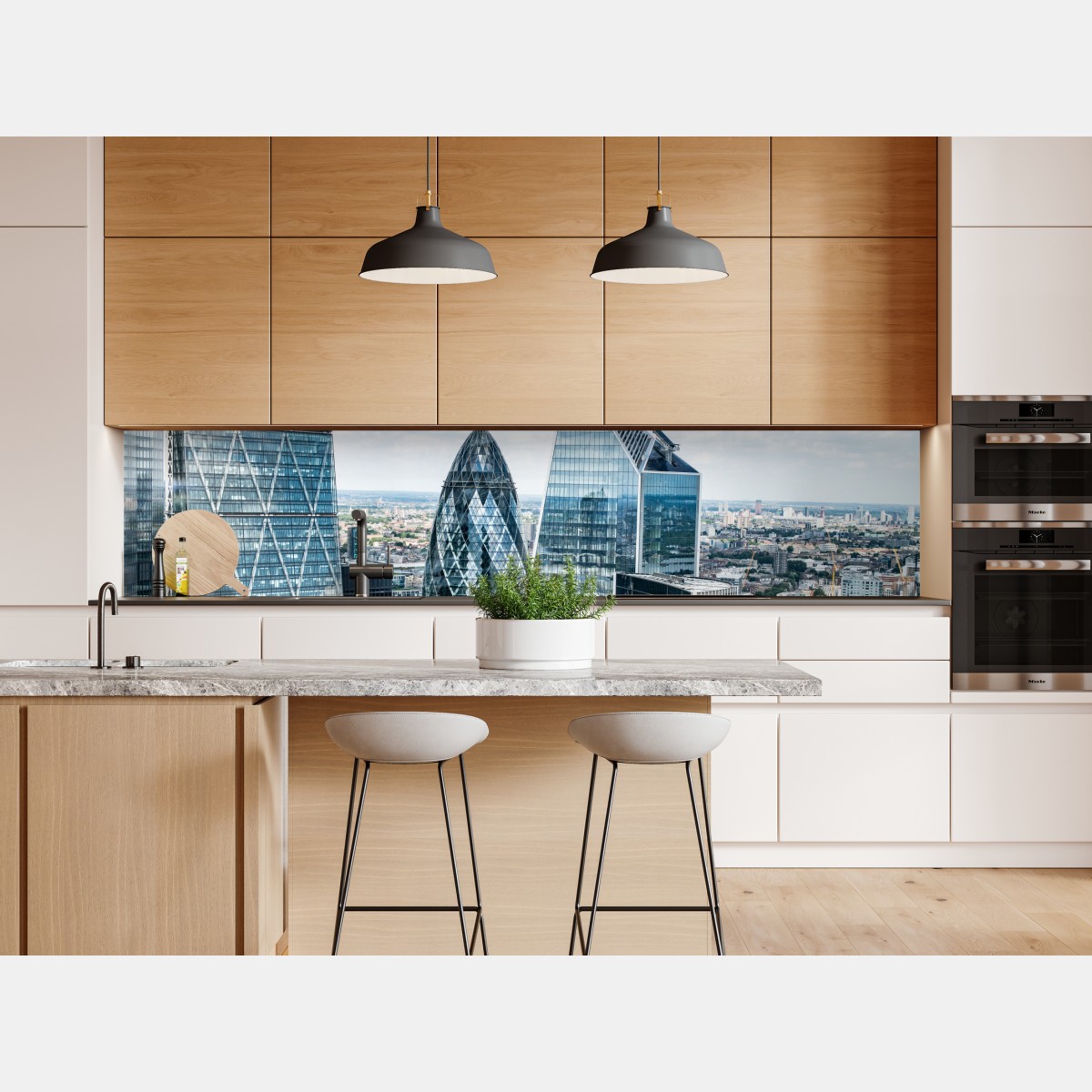 Naklejka repozycjonowalna nowoczesna panorama Londynu ze szklanymi drapaczami chmur – Wallissimo® Naklejka repozycjonowalna nowoczesna panorama Londynu ze szklanymi drapaczami chmur – Wallissimo®