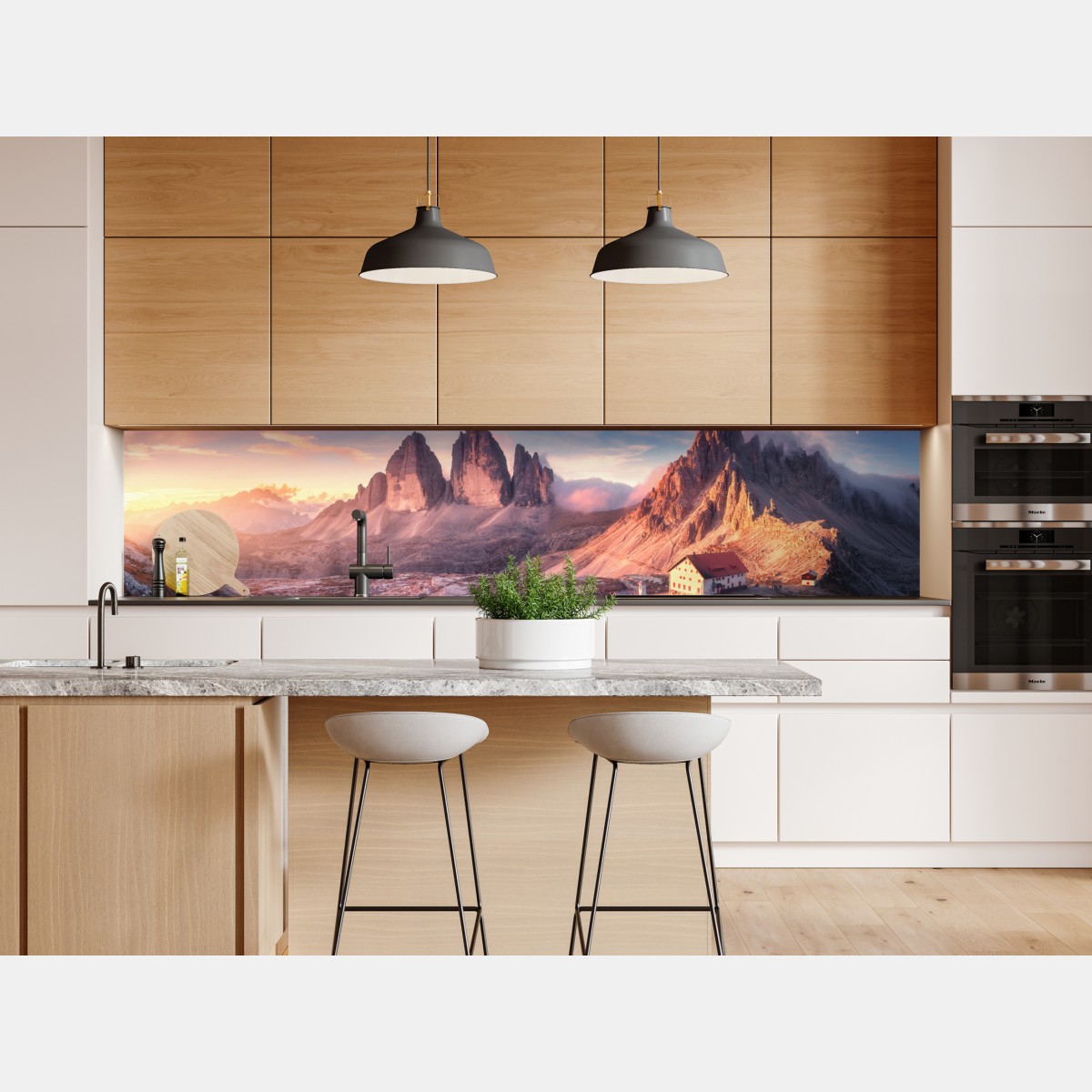 Naklejka repozycjonowalna wschód słońca nad szczytami Dolomitów – Wallissimo® Naklejka repozycjonowalna wschód słońca nad szczytami Dolomitów – Wallissimo®
