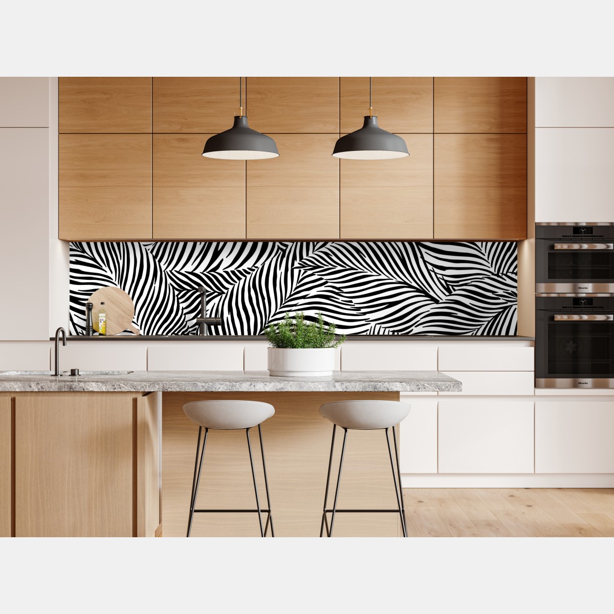 Naklejka repozycjonowalna monochromatyczny wzór tropikalnych liści – Wallissimo® Naklejka repozycjonowalna monochromatyczny wzór tropikalnych liści – Wallissimo®