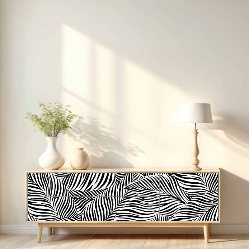 Naklejka repozycjonowalna monochromatyczny wzór tropikalnych liści – Wallissimo® Naklejka repozycjonowalna monochromatyczny wzór tropikalnych liści – Wallissimo®